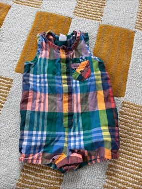 Gap plaid cotton romper size 3-6m